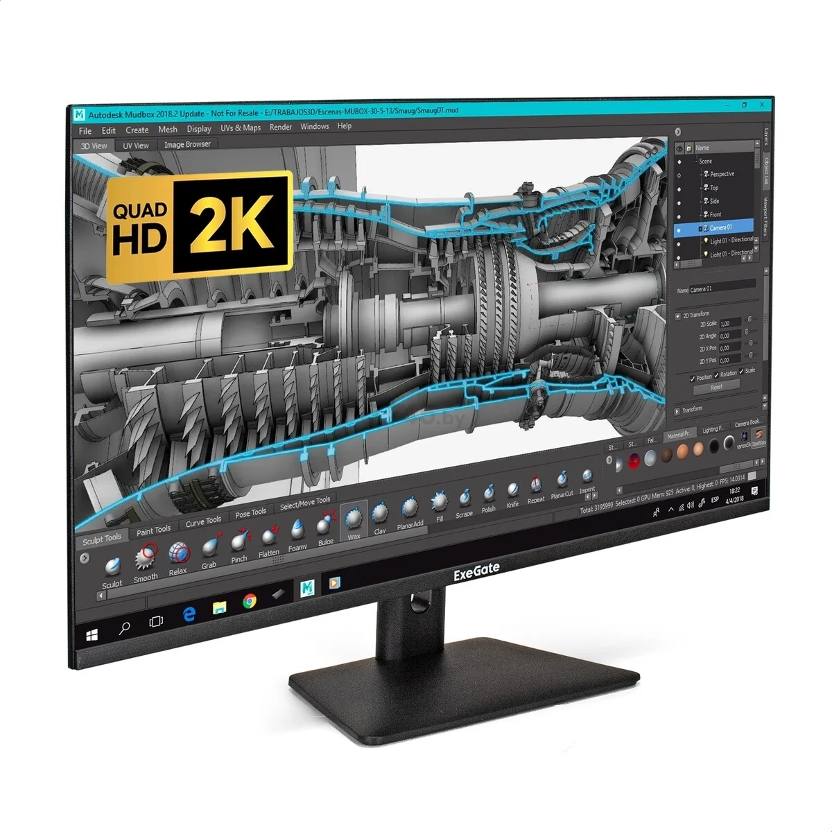 Монитор 31.5" ExeGate SmartView EF3200C IPS 3840x2160, 60 Гц, 5 мс, 16:9, 300 кд/м², HDMI 2.0, DP, 3.5 Jack, USB Hub, динамики (2x3 Вт), HDR10, FreeSy