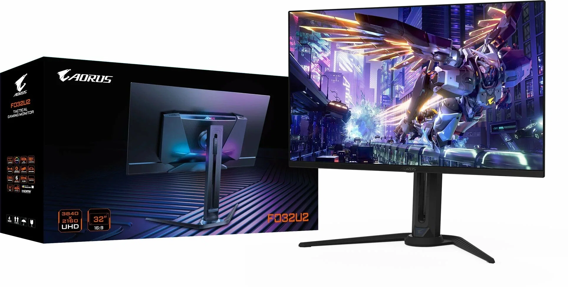 Монитор 31.5" Gigabyte Aorus FO32U2 QD OLED 3840x2160, 240 Гц, 0.03 мс, 16:9, 250 кд/м², 2xHDMI, 1xDP, черный