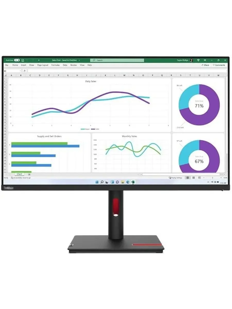 Монитор 31.5" Lenovo T32UD-40 IPS 3840x2160, 60 Гц, 4 мс, 16:9, 350 кд/м², 2×HDMI 2.1, DP 1.4, 2×USB-C (100 Вт + 15 Вт PD), USB Hub (3×USB 3.2 Gen1),