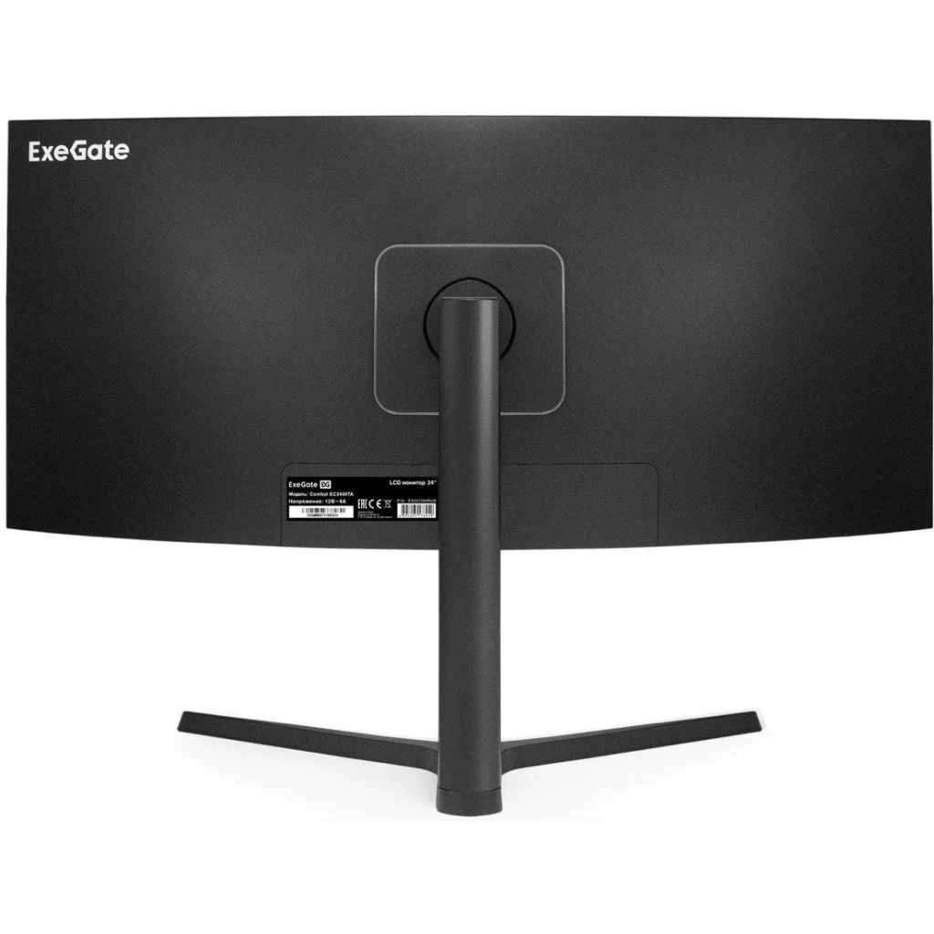 Монитор 34" ExeGate Combat EC3400TA VA Curved R1800 LED, UltraWide QHD 3440x1440, 165 Гц, 1 мс, 21:9, 300 кд/м², 2xHDMI, 2xDP, 1x3.5 мм, изогнутый чер