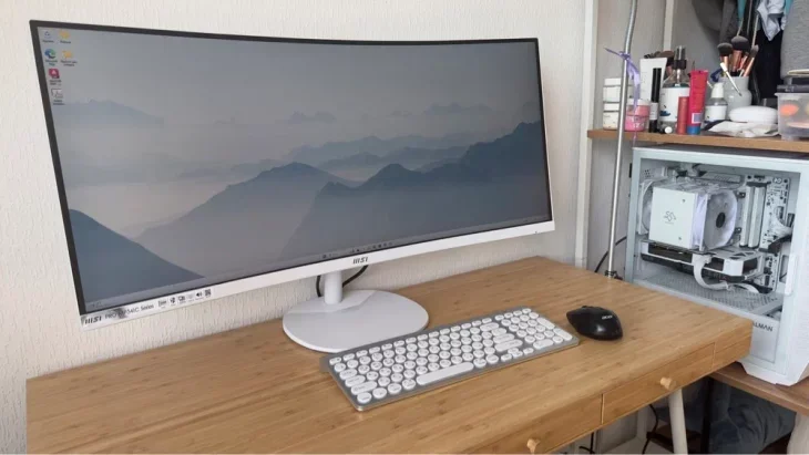 Монитор 34" MSI Pro MP341CQW VA 3440x1440, 100 Гц, 1 мс, 21:9, 300 кд/м2, 2xHDMI, 1xDP, изогнутый, белый