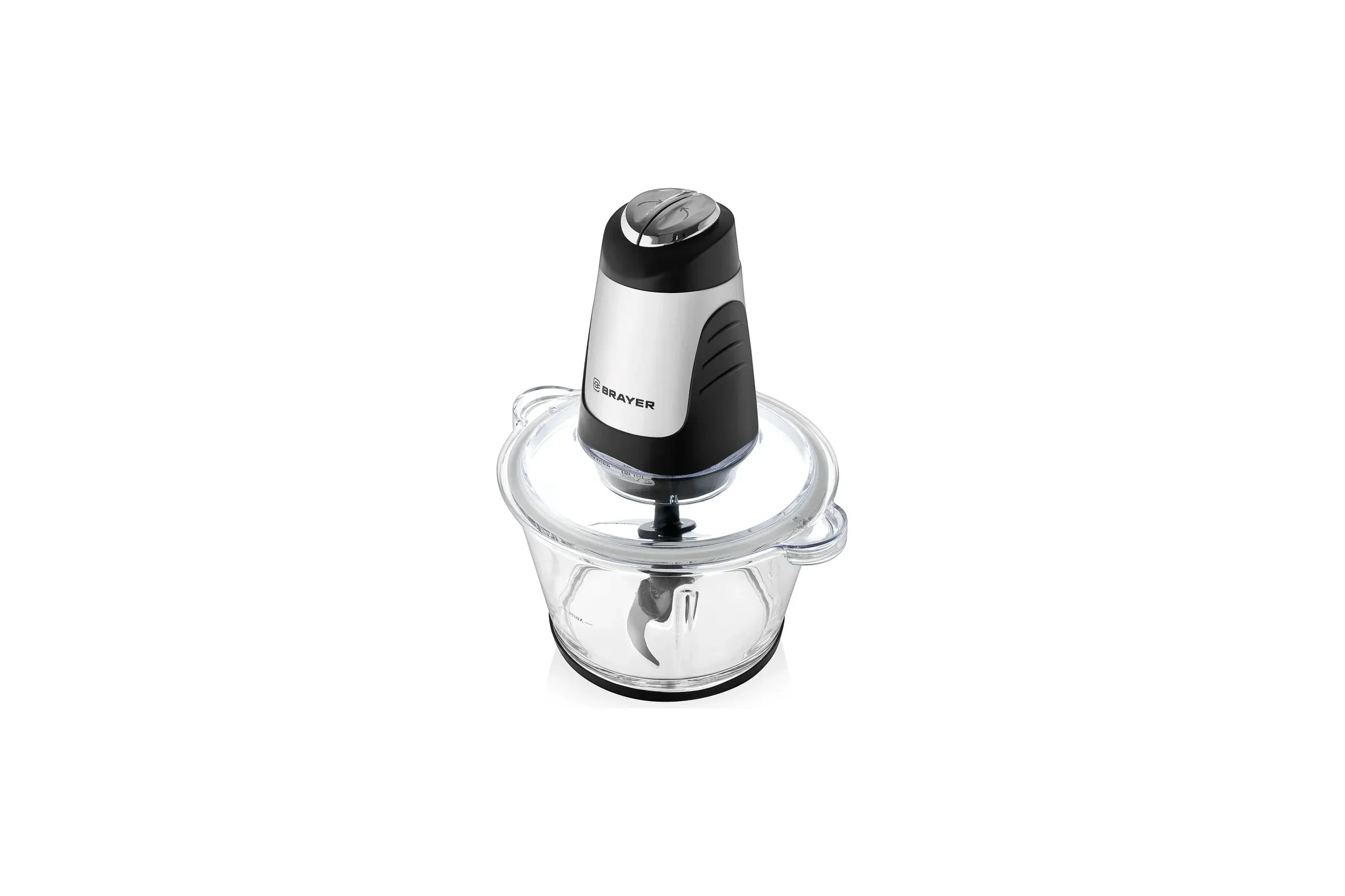Минирезка BRAYER BR1404 , 500 Вт, стекл, 2 л, 4 нерж лезвия, вращение в обе стороны