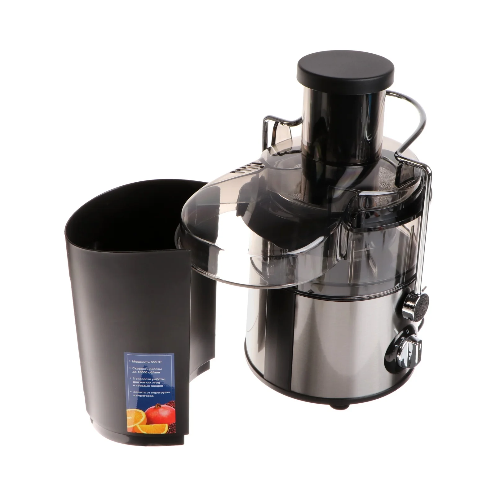 Соковыжималка Blackton Bt J2110 Черный- Стальной ( 650 Вт., 0,8л. , 1800 об/ сек.)