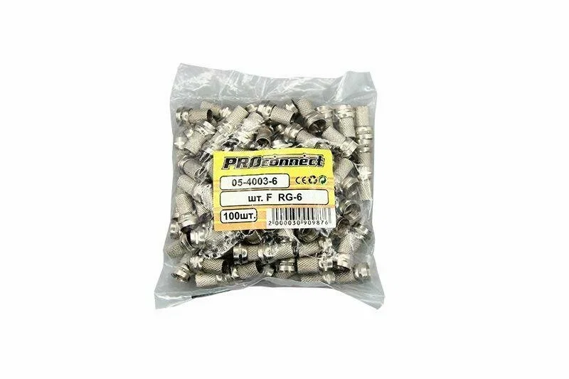 Разъем F RG-6 (size18mm) цинк(100шт в уп) фки (выбивать по 100 шт!! цена за 1 шт!!)