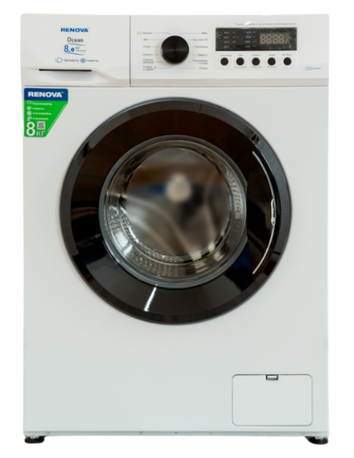 Стиральная машина RENOVA WAF-8012SM91 (8кг ИНВЕРТОР 1200 об./мин.диспл.12программ, ПАР)