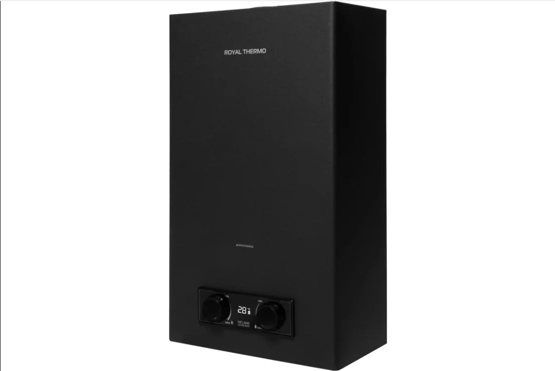 Колонка газовая Royal Thermo GWH 10 Inflame Grafit, черный, настенный, вертик, 20 кВт. 70 °C.