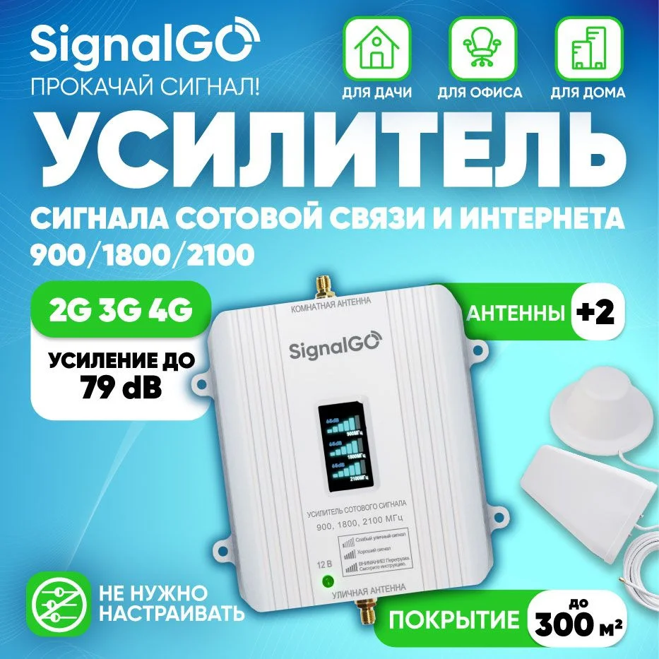 Комплект усиления сотовой связи SignalGo 1800/2100/2600