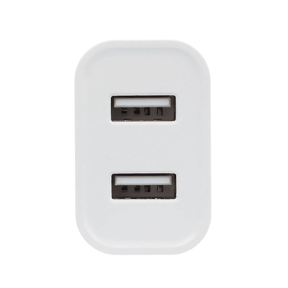 Сетевое зарядное устройство BY Double 10Вт, 2xUSB, 2А, 5В,110-240В, 50-60Гц, пластик белый