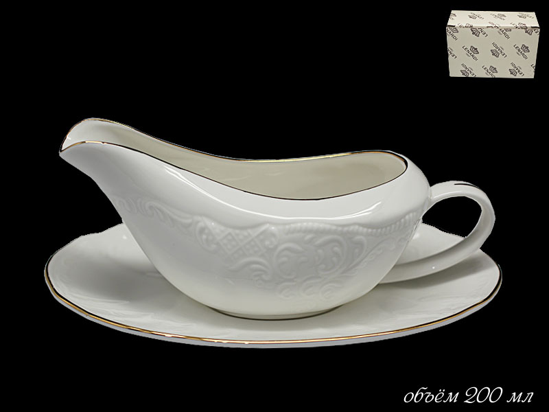 LENARDI MARIA GOLD Соусник с блюдцем в под.уп.(х36)Фарфор