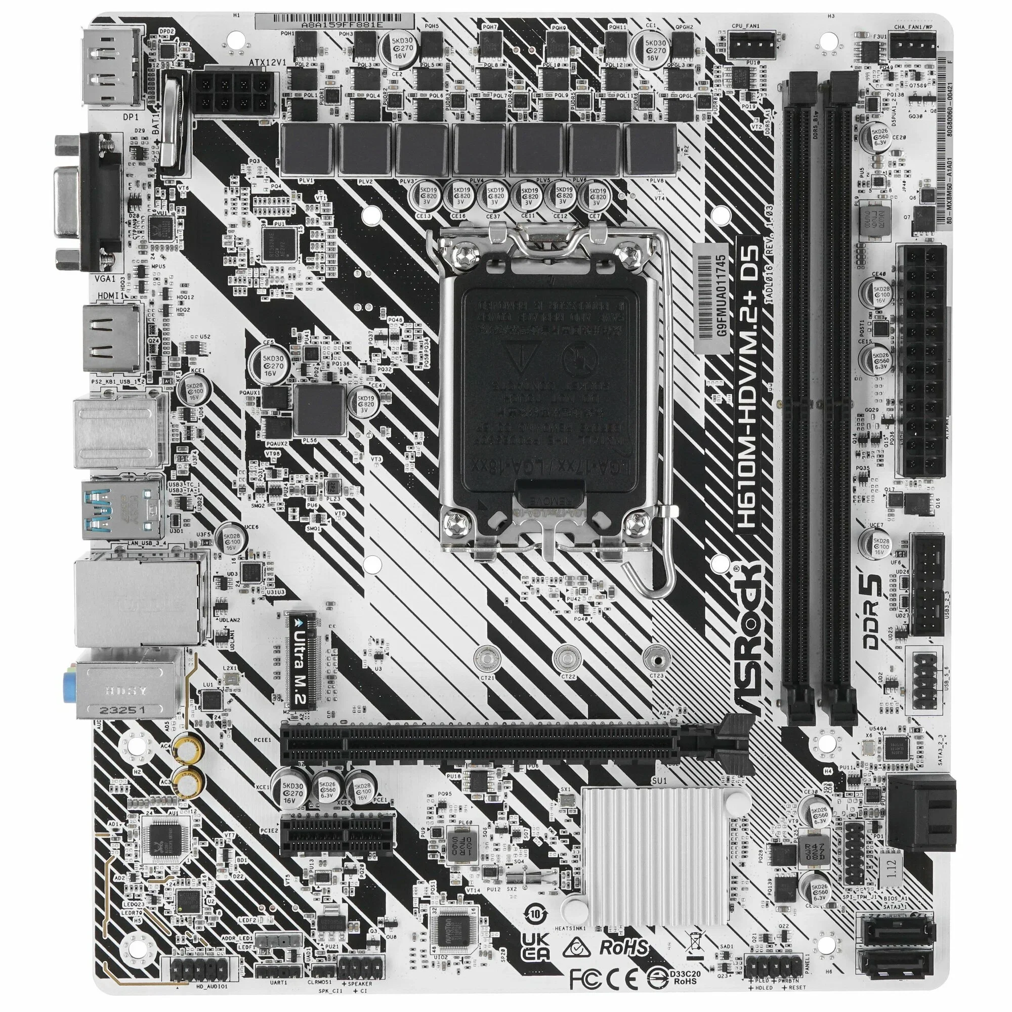 Материнская плата Asrock H610M-HDV/M.2+ D5 (LGA1700, mATX)