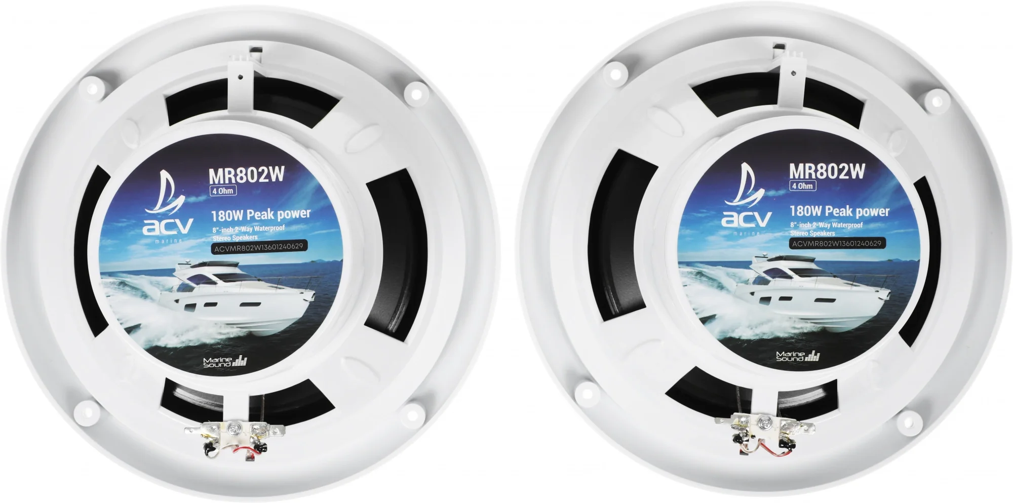 Колонки автомобильные ACV Marine MR802 80Вт 90дБ 4Ом 20см (8дюйм) (ком.:2кол.) коаксиальные двухполосные