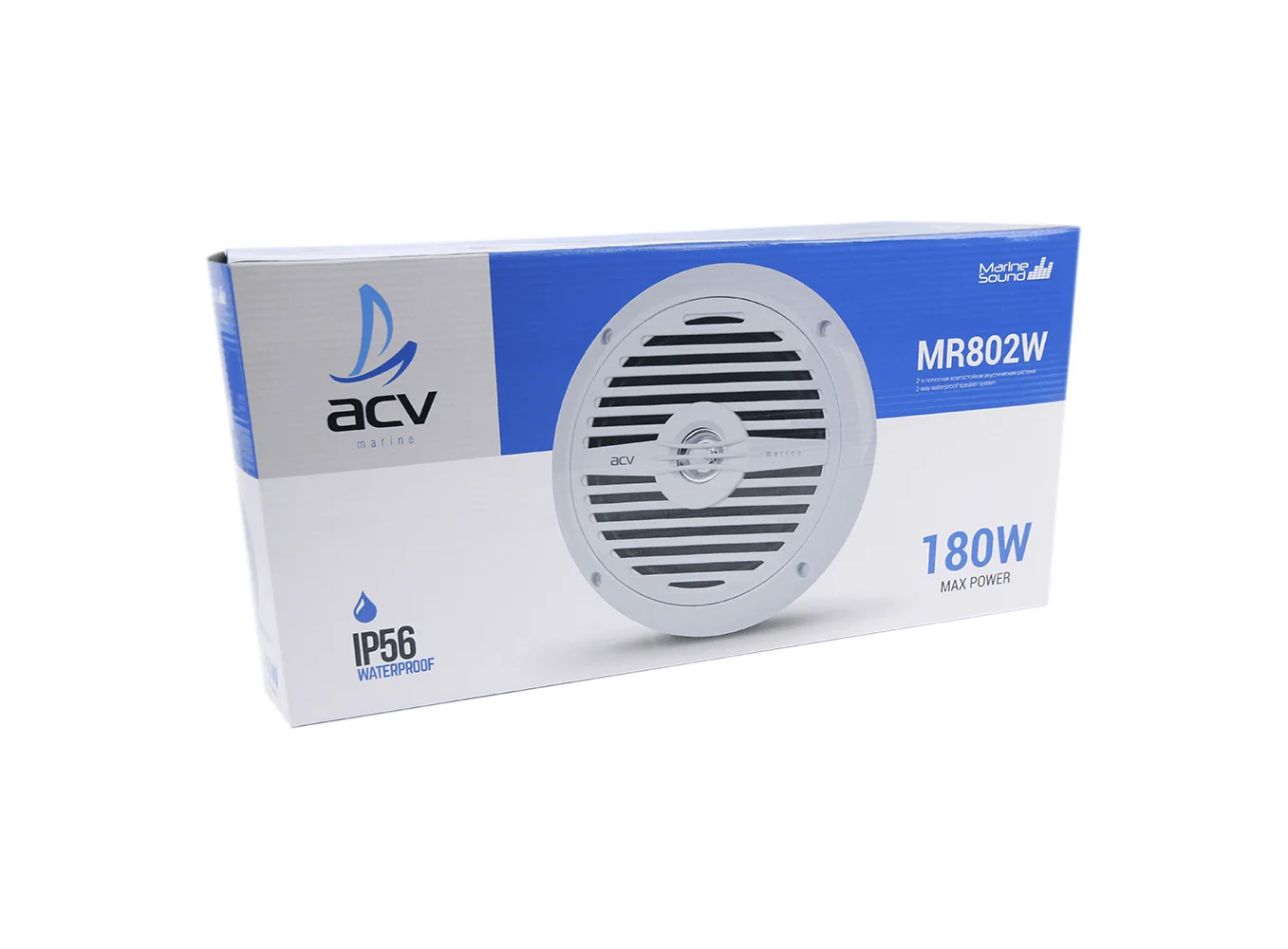 Колонки автомобильные ACV Marine MR802 80Вт 90дБ 4Ом 20см (8дюйм) (ком.:2кол.) коаксиальные двухполосные