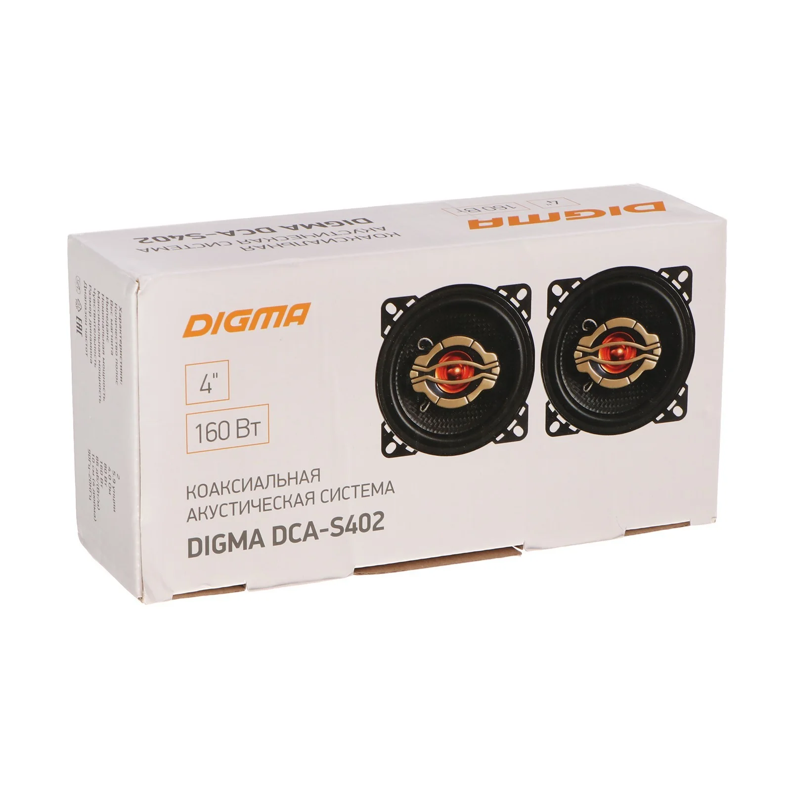 Колонки автомобильные Digma DCA-S402 (без решетки) 160Вт 86дБ 4Ом 10см (4дюйм) (ком.:2кол.) коаксиальные двухполосные