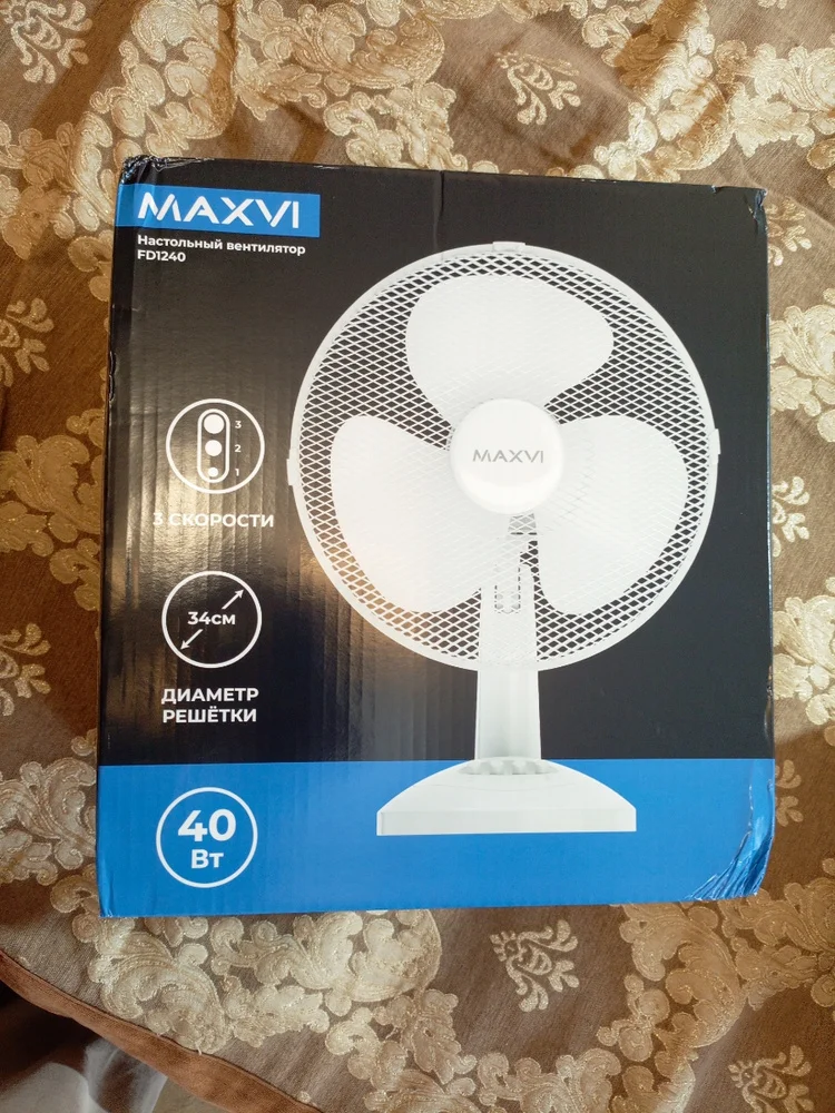Вентилятор Maxvi FD1240 белый, напольный, 45 Вт, 3 скорости, 40 см