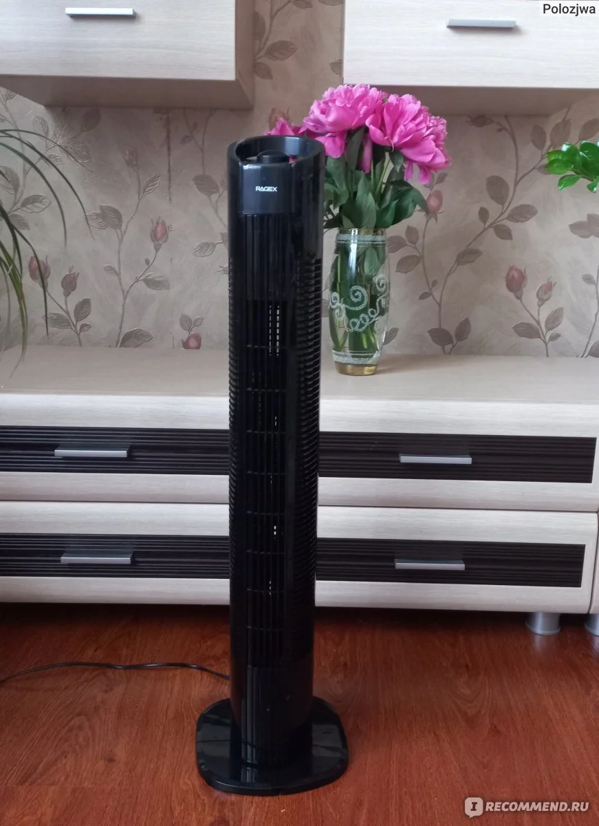 Вентилятор RAGEX R1204-000 чёрный, напольный, 50 Вт, 3 скорости, колонный