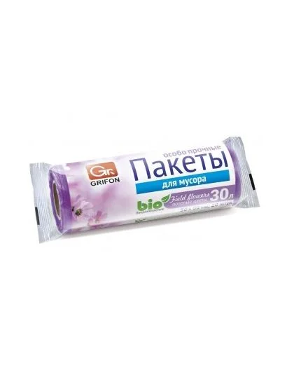 VETTA GRIFON Мешки для мусора Bio 20шт, 30л, 50х60см, особо прочные, 12 микрон, "Полевые цветы", 100