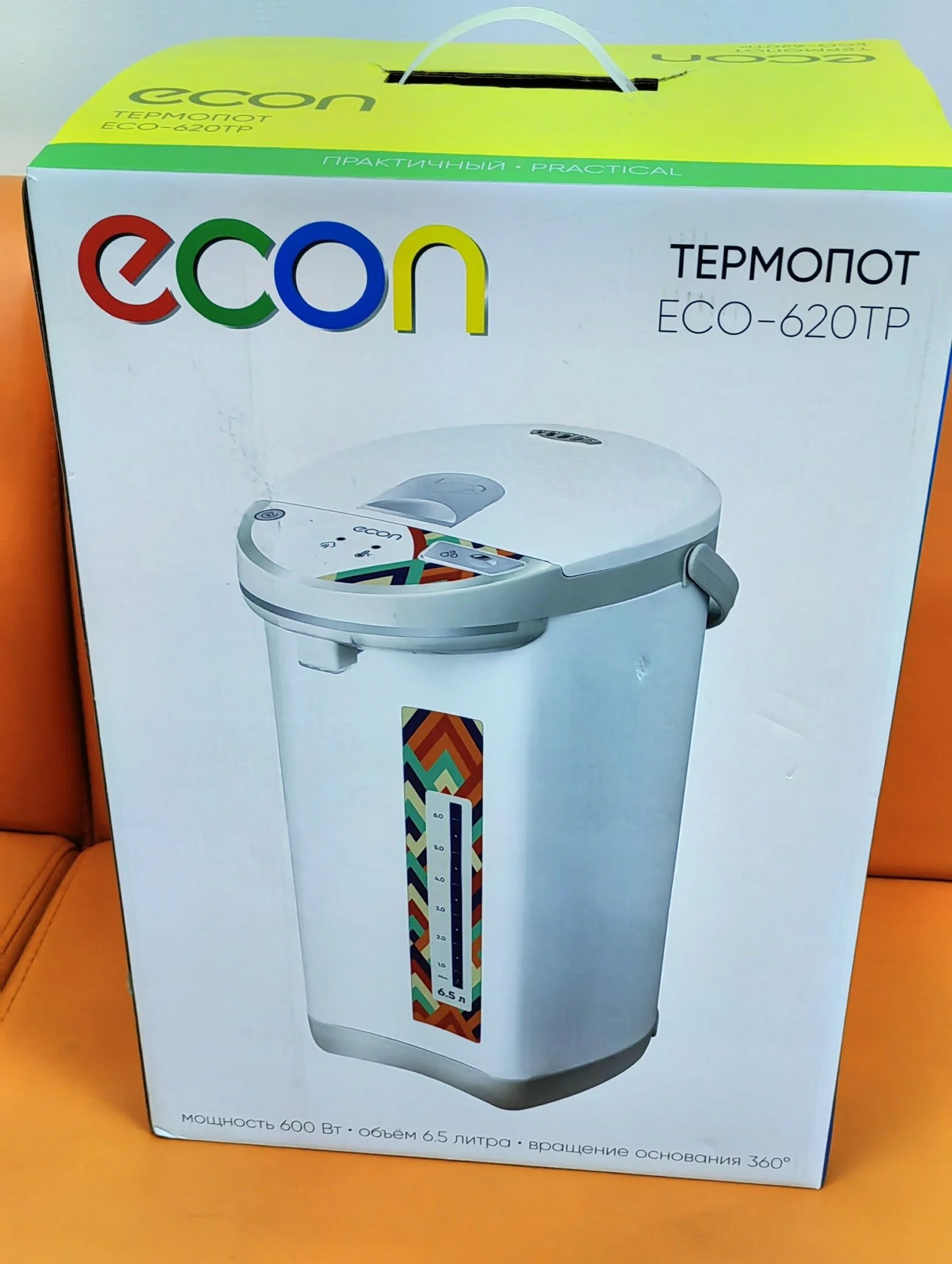 Эл,чайник-термос Econ ECO-620TP (3л.600Вт. 30Вт. Нержаваеющачя сталь