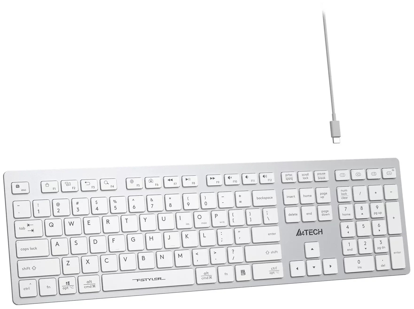 Клавиатура беспроводная A4Tech Fstyler FBX50C, USB, Bluetooth/Радиоканал, серый