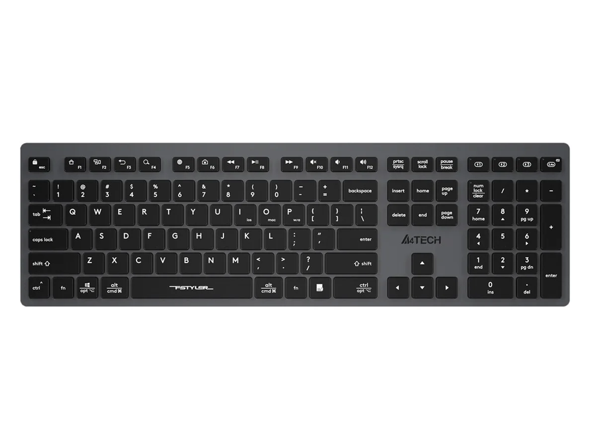 Клавиатура беспроводная A4Tech Fstyler FBX50C, USB, Bluetooth/Радиоканал, серый