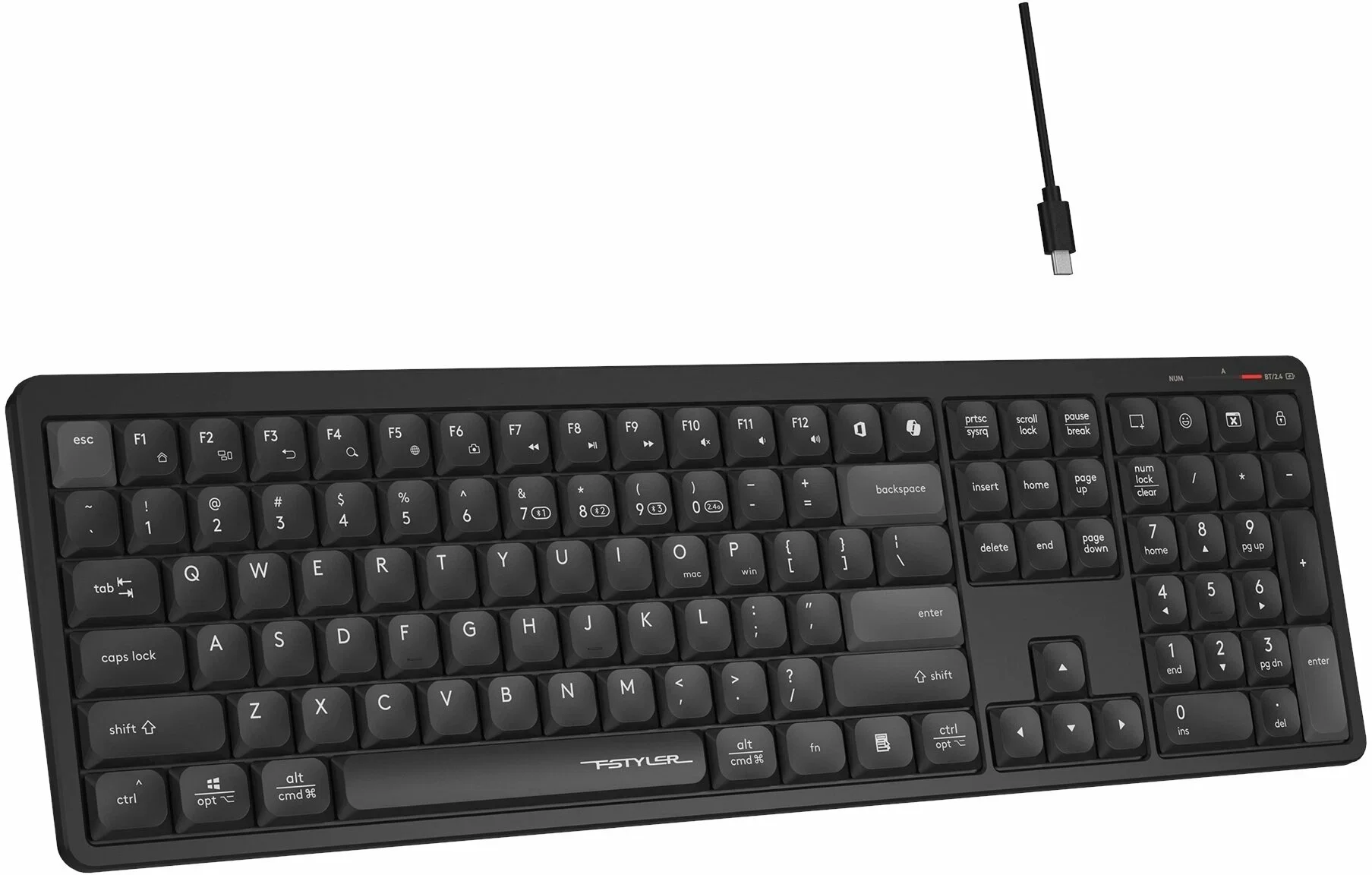Клавиатура беспроводная A4Tech Fstyler FBX55C черный USB BT/Radio slim Multimedia (FBX55C)