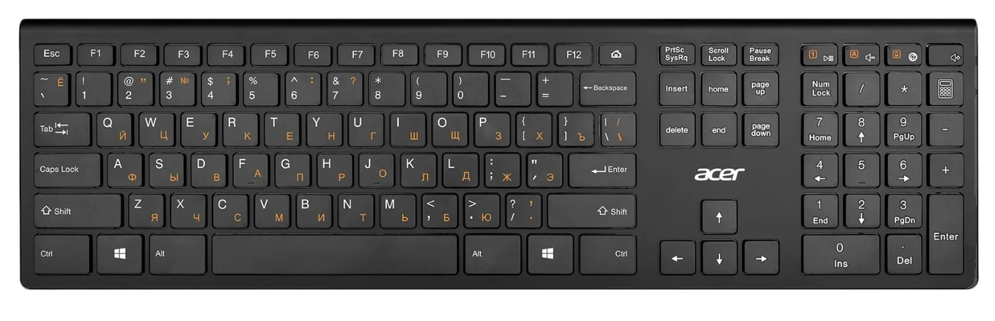 Клавиатура беспроводная Acer OKR020, USB, Радиоканал, черный