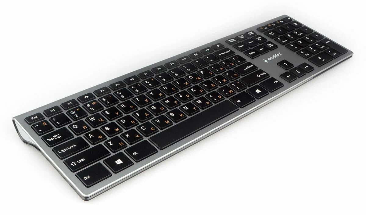 Клавиатура беспроводная Gembird KBW-1, USB, серебристый
