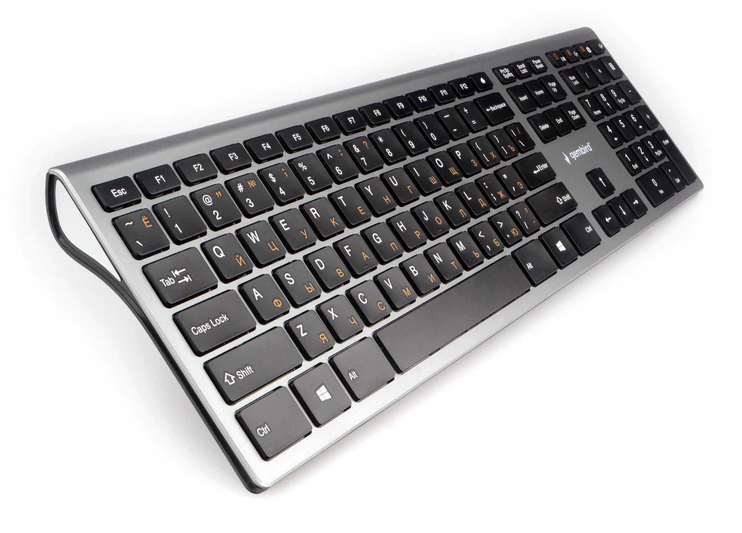 Клавиатура беспроводная Gembird KBW-1, USB, серебристый