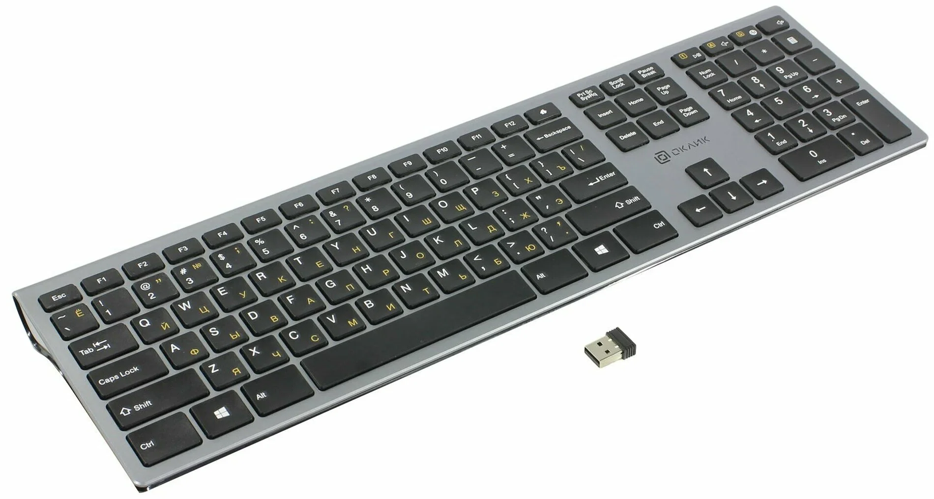 Клавиатура беспроводная Gembird KBW-3, USB, серебристый/черный
