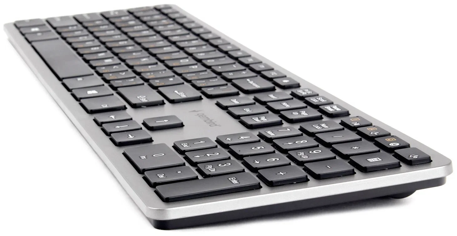 Клавиатура беспроводная Gembird KBW-3, USB, серебристый/черный