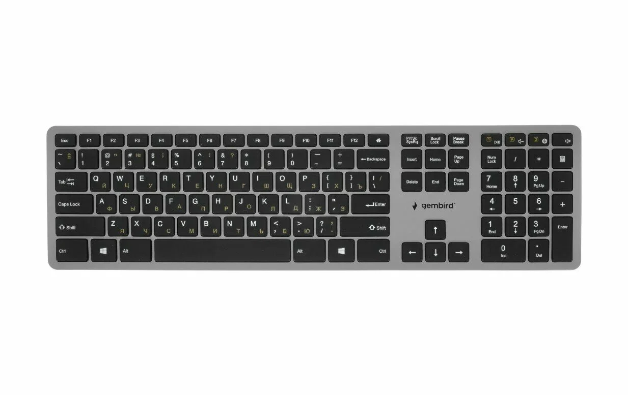 Клавиатура беспроводная Gembird KBW-3, USB, серебристый/черный
