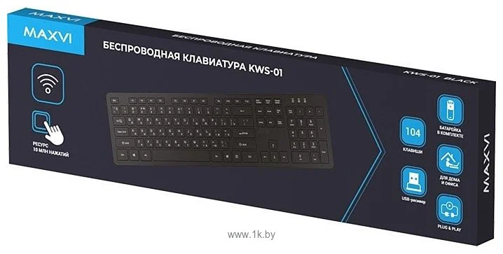Клавиатура беспроводная Maxvi KWS-01 черный