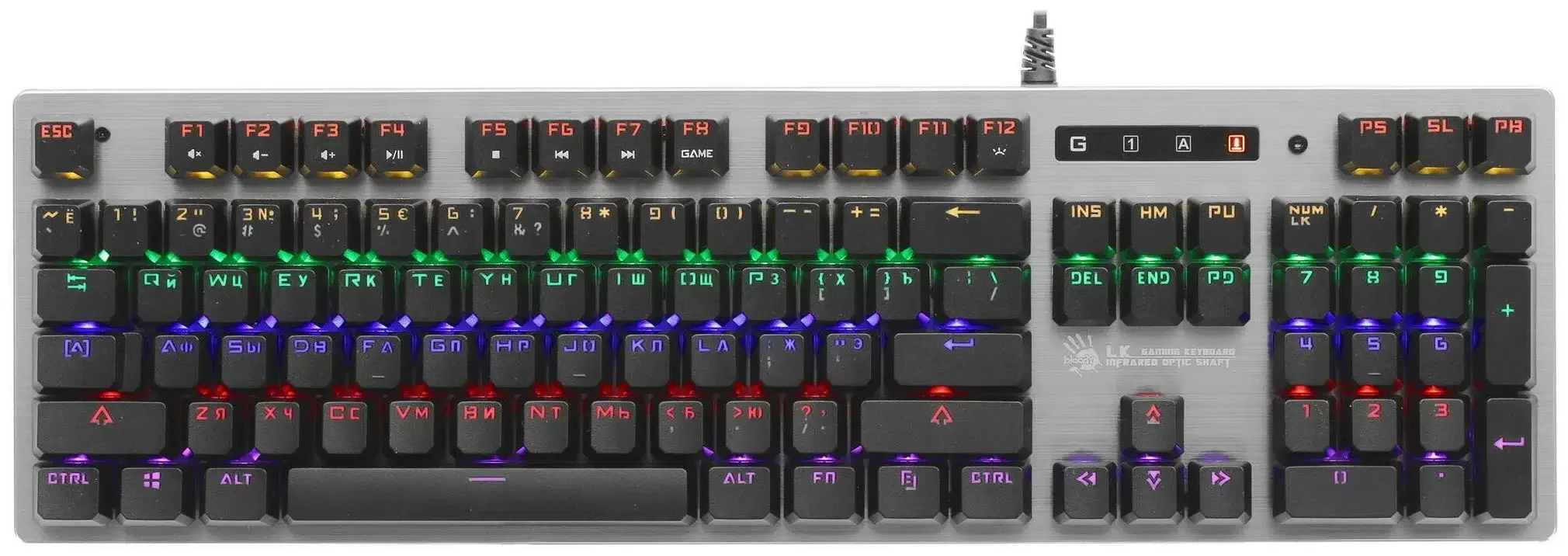 Клавиатура проводная A4Tech B760 механическая черный/серый USB Gamer LED
