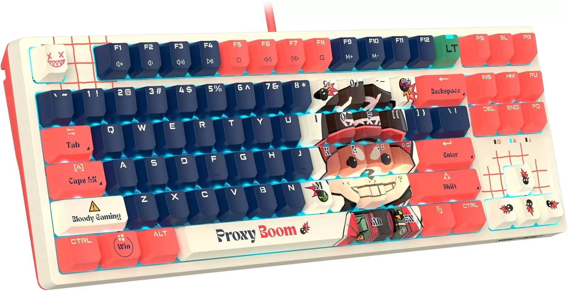 Клавиатура проводная A4Tech Bloody AT87 Proxy Boom USB бежевый/красный