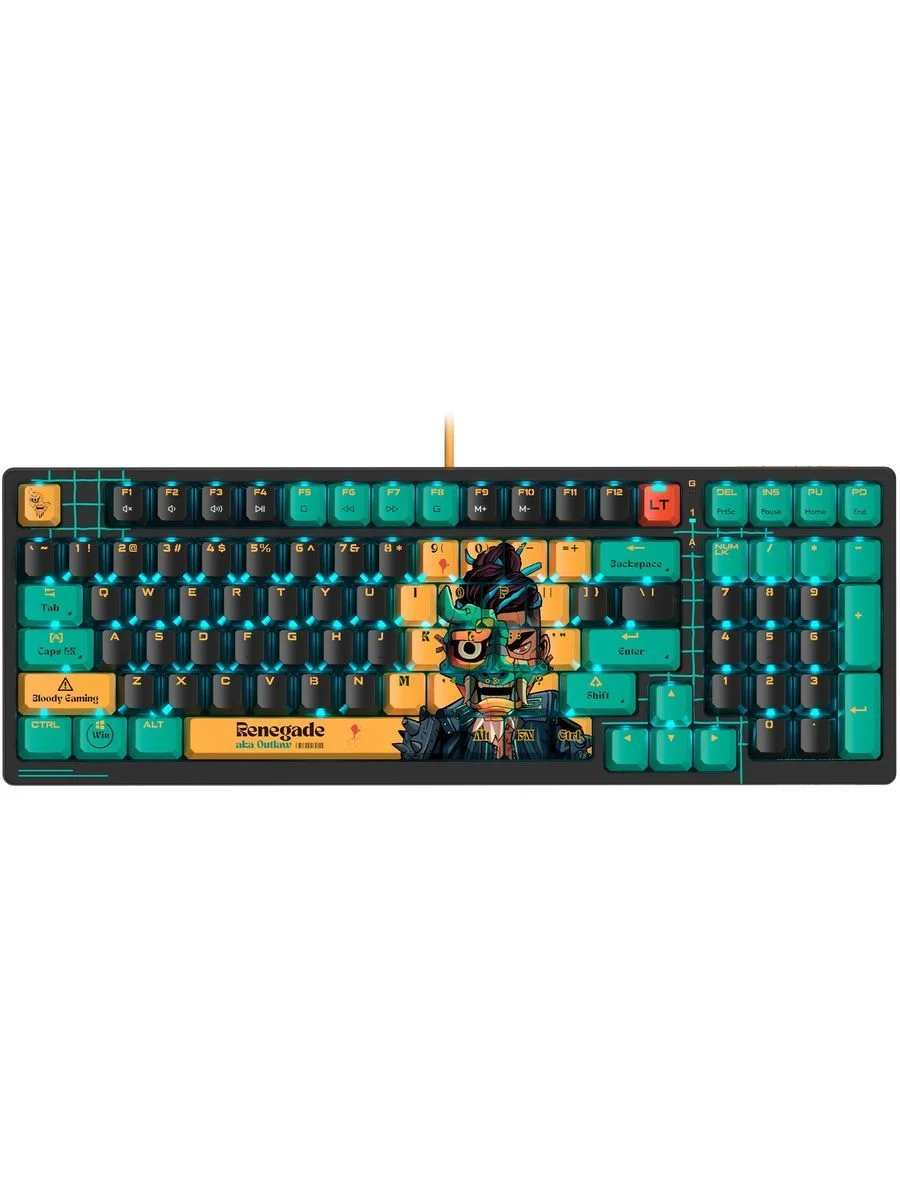 Клавиатура проводная A4Tech Bloody AT98 Renegade USB черный/зеленый