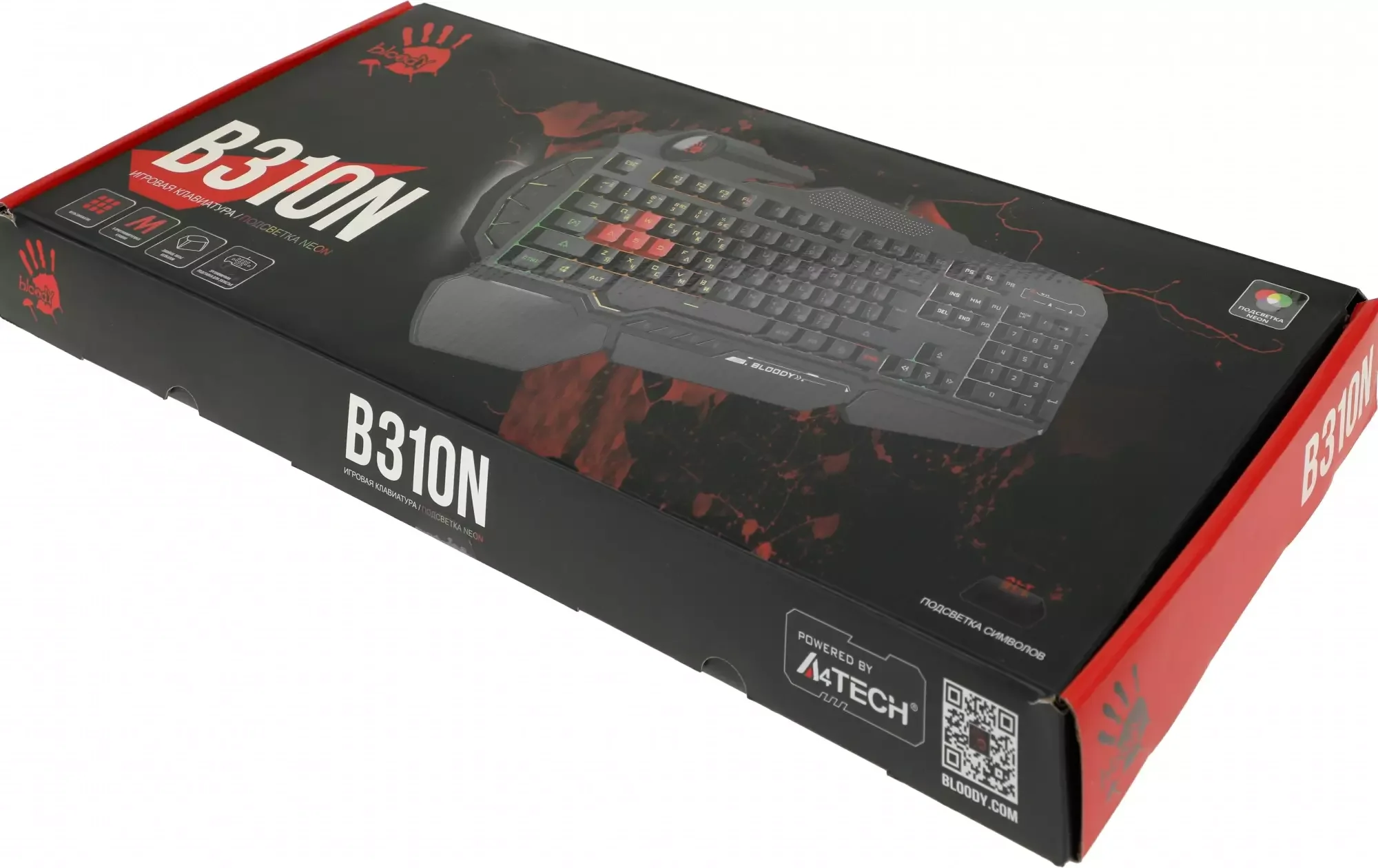 Клавиатура проводная A4Tech Bloody B310N черный USB Multimedia for gamer LED (подставка для запястий) (B310N)