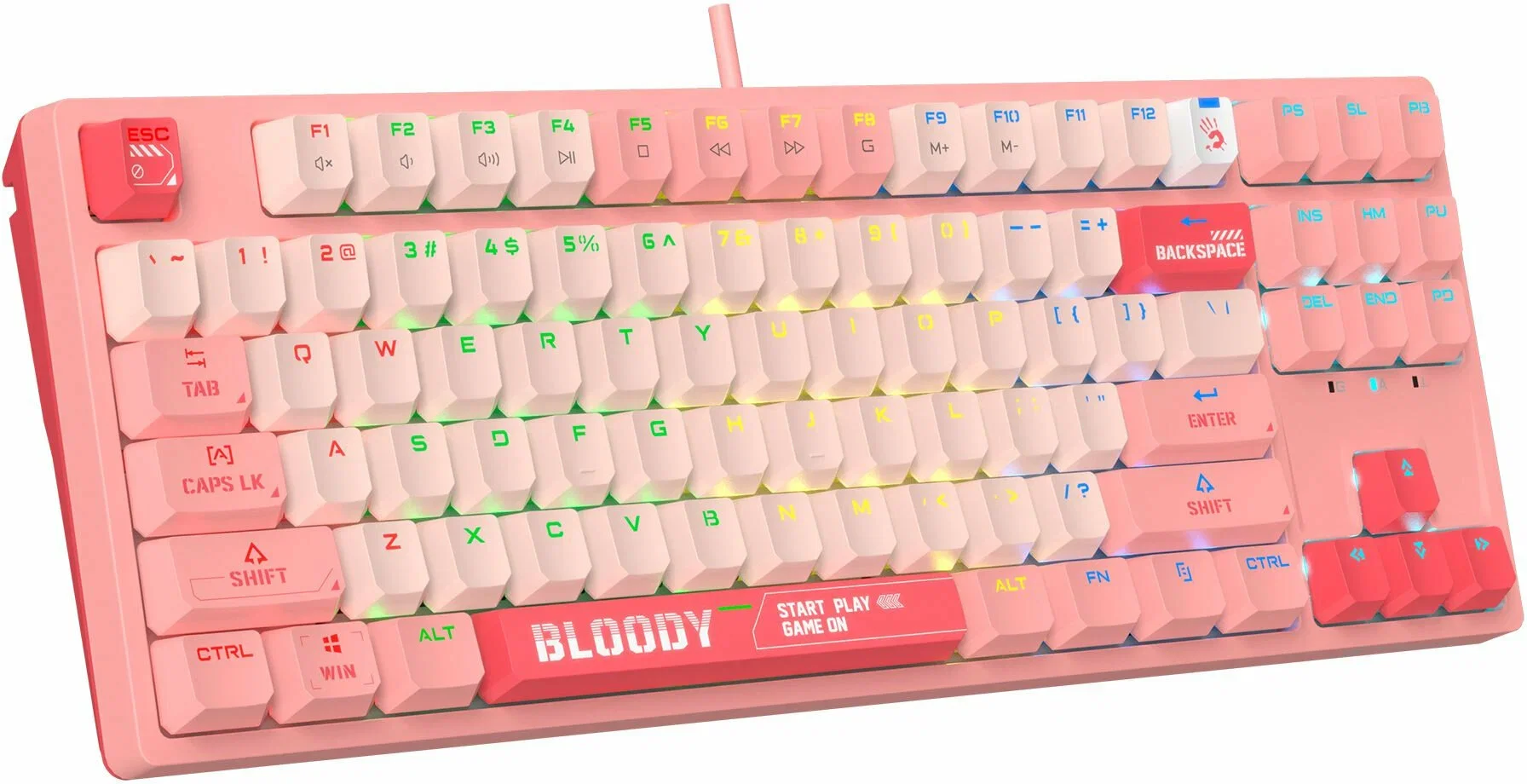 Клавиатура проводная A4Tech Bloody S87 Energy (S87 USB ENERGY PINK) USB розовый