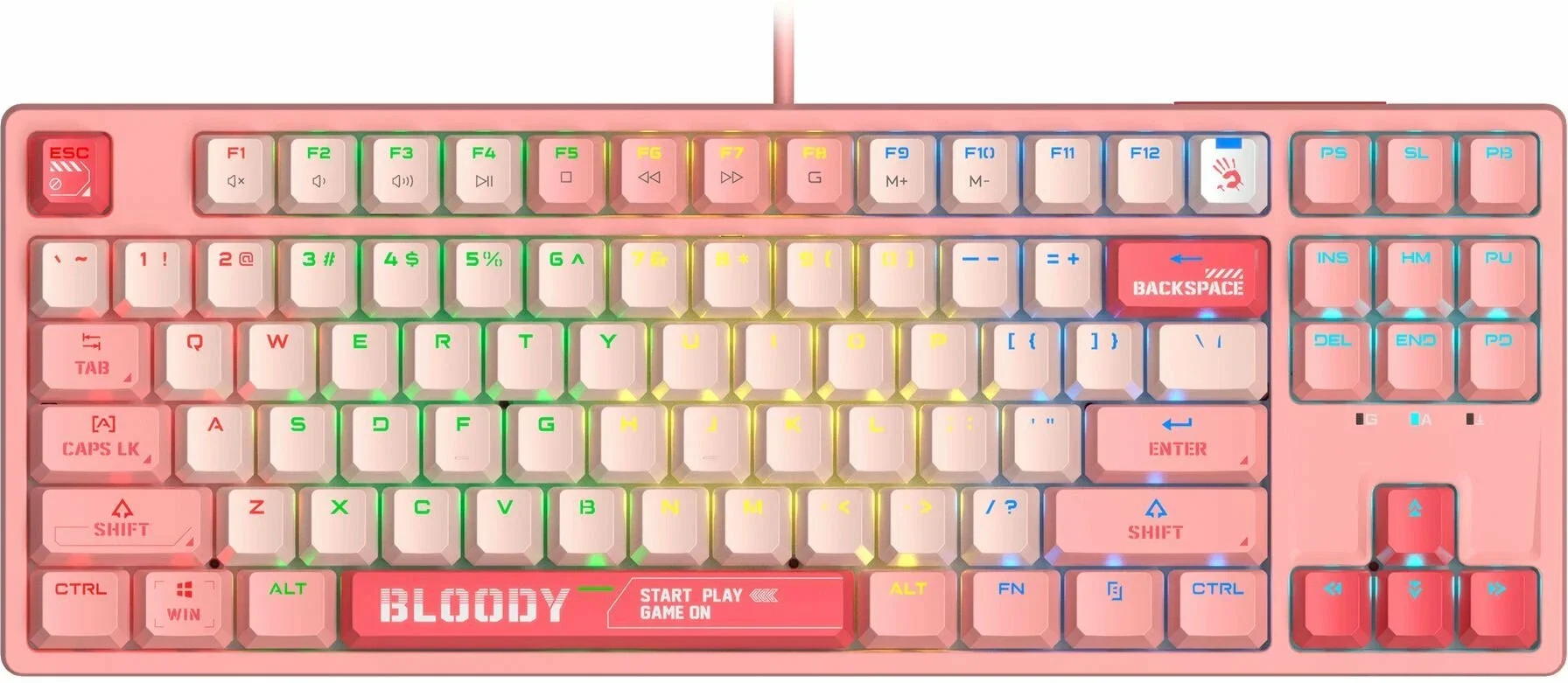 Клавиатура проводная A4Tech Bloody S87 Energy (S87 USB ENERGY PINK) USB розовый