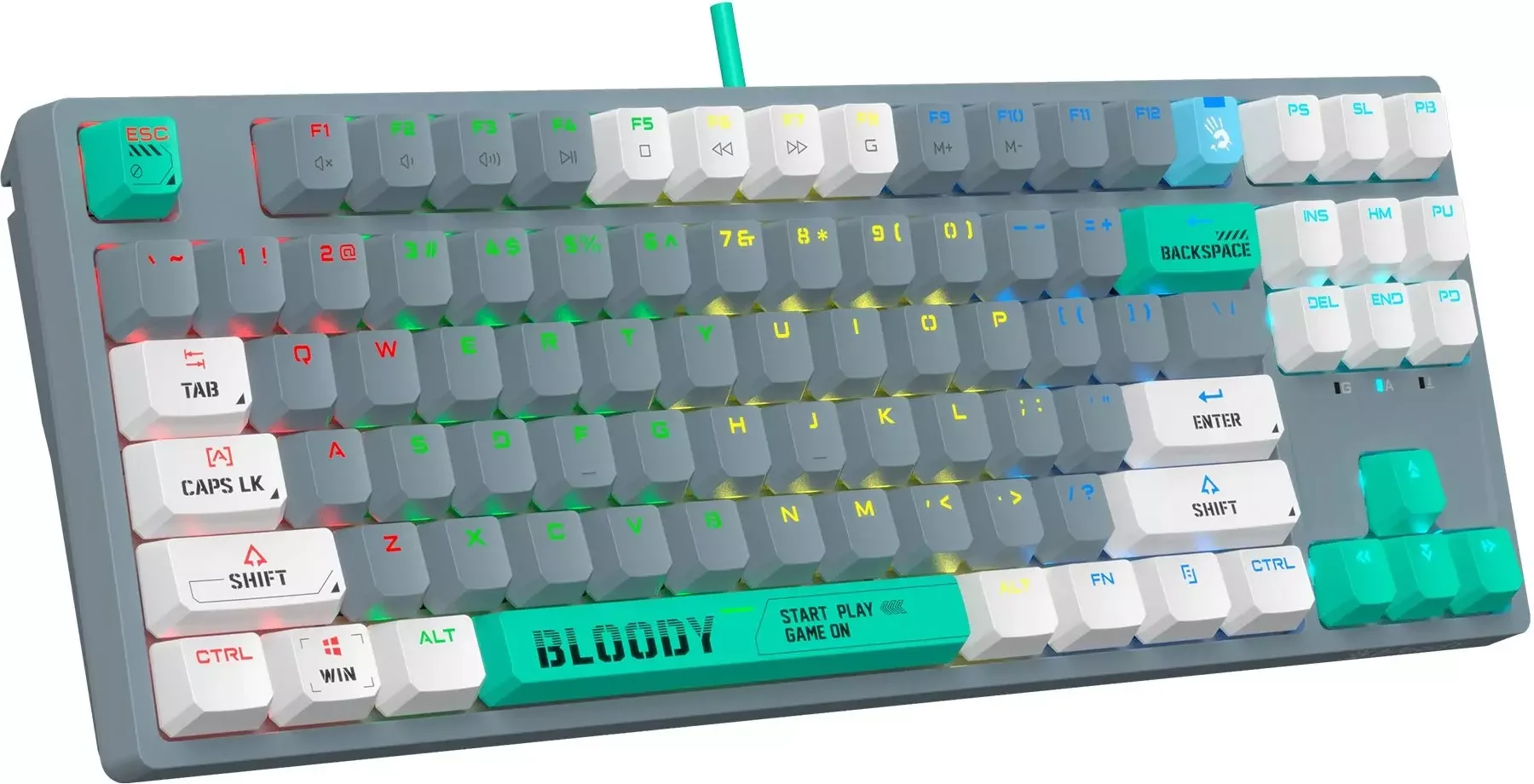 Клавиатура проводная A4Tech Bloody S87 Energy (S87 USB ENERGY WHITE) USB белый/желтый
