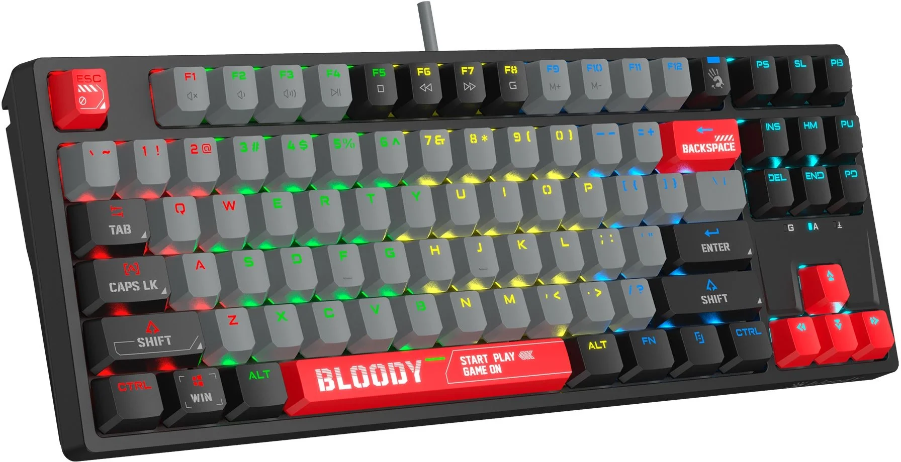 Клавиатура проводная A4Tech Bloody S87 Naraka USB черный/красный
