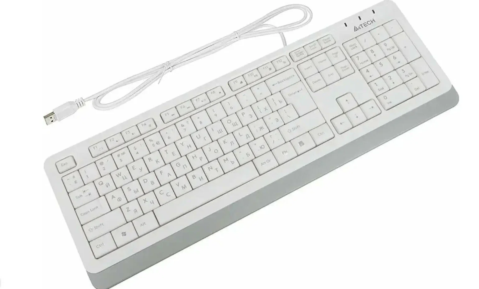 Клавиатура проводная A4Tech Fstyler FK10, USB, белый/серый