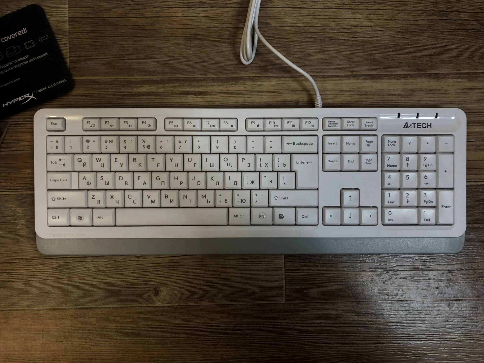 Клавиатура проводная A4Tech Fstyler FK10, USB, белый/серый