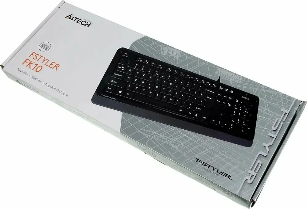 Клавиатура проводная A4Tech Fstyler FK10, USB, черный/серый