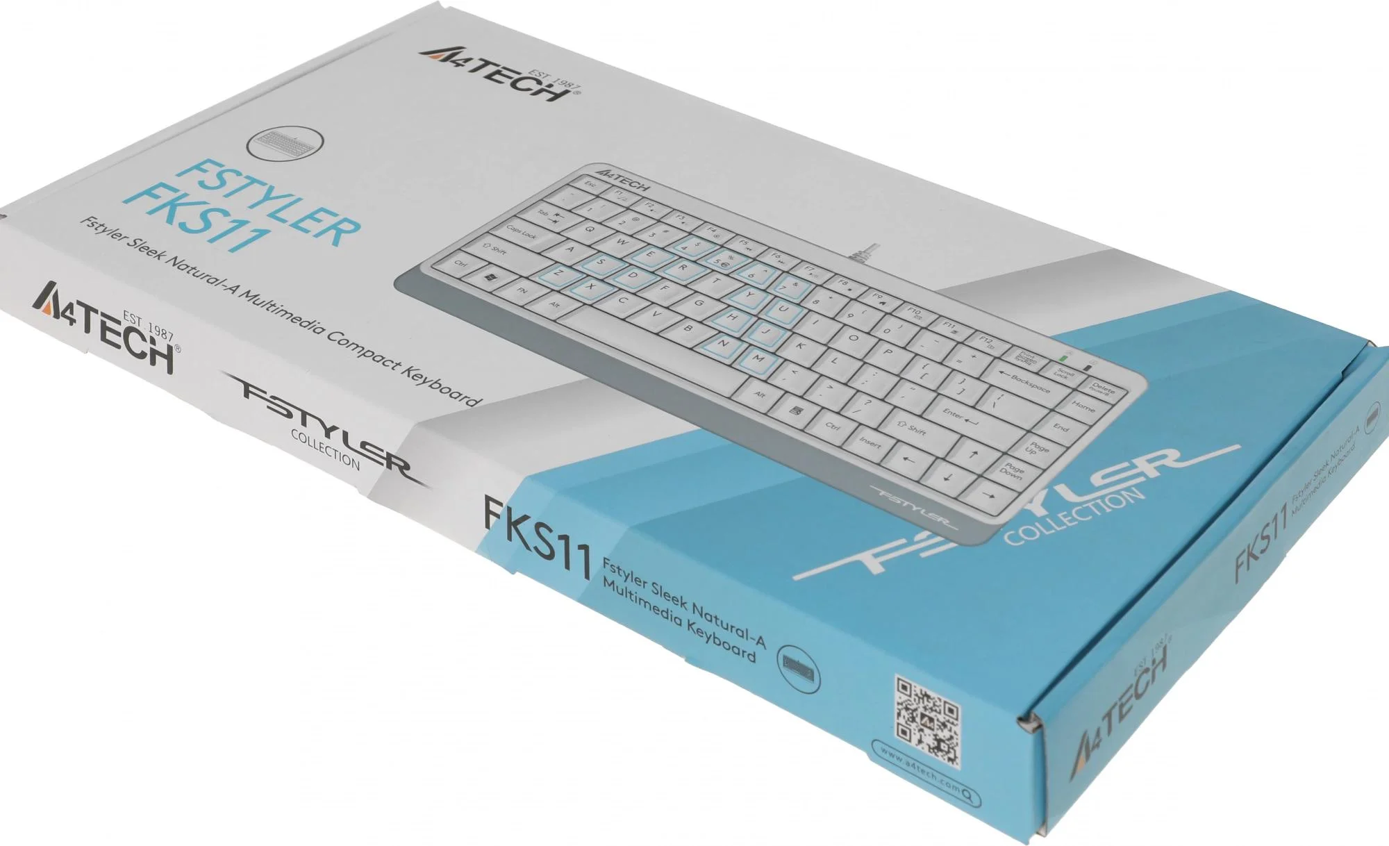 Клавиатура проводная A4Tech Fstyler FK25, USB, белый/серый
