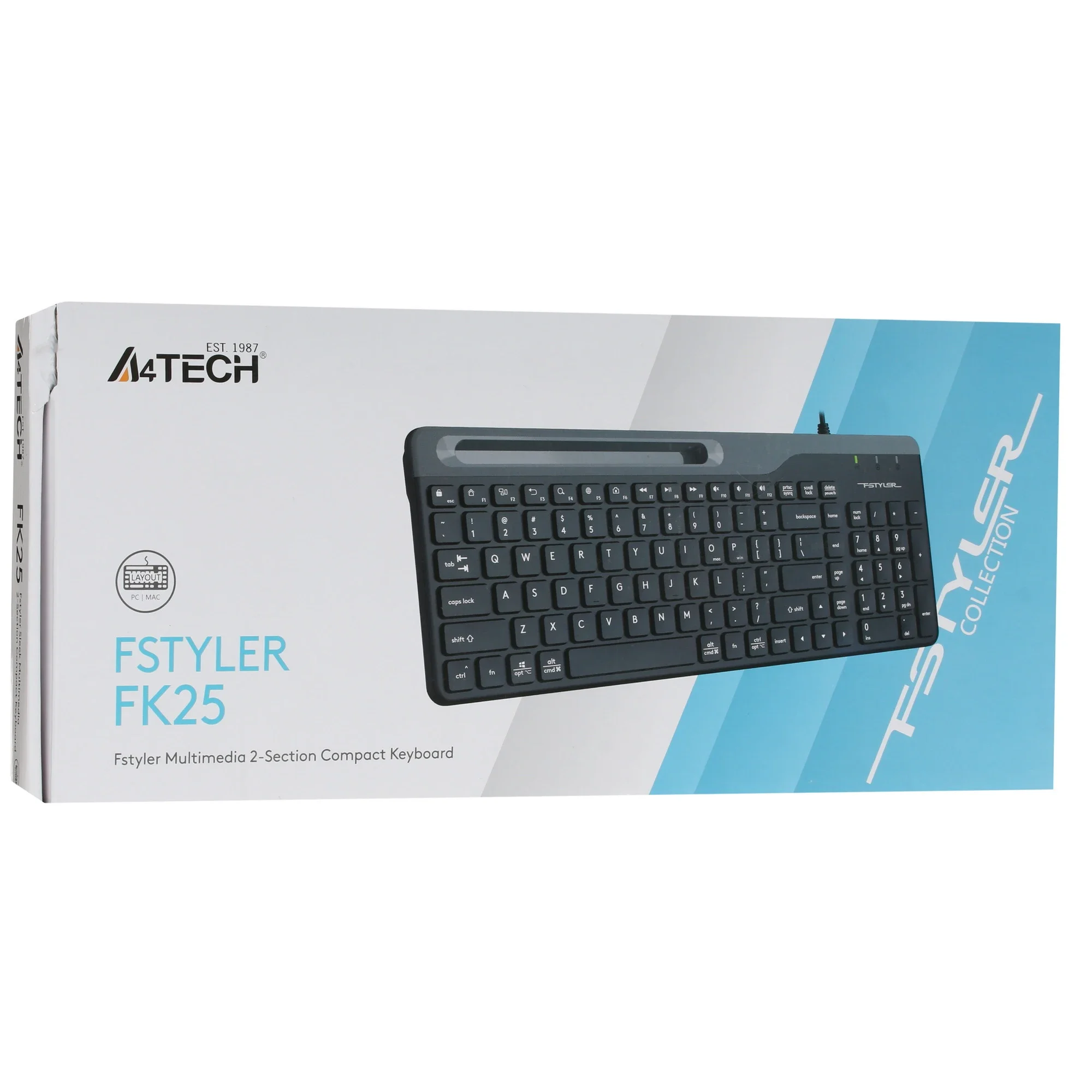 Клавиатура проводная A4Tech Fstyler FK25, USB, черный/серый