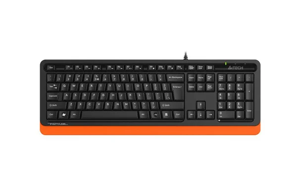 Клавиатура проводная A4Tech Fstyler FKS10, USB, черный/оранжевый