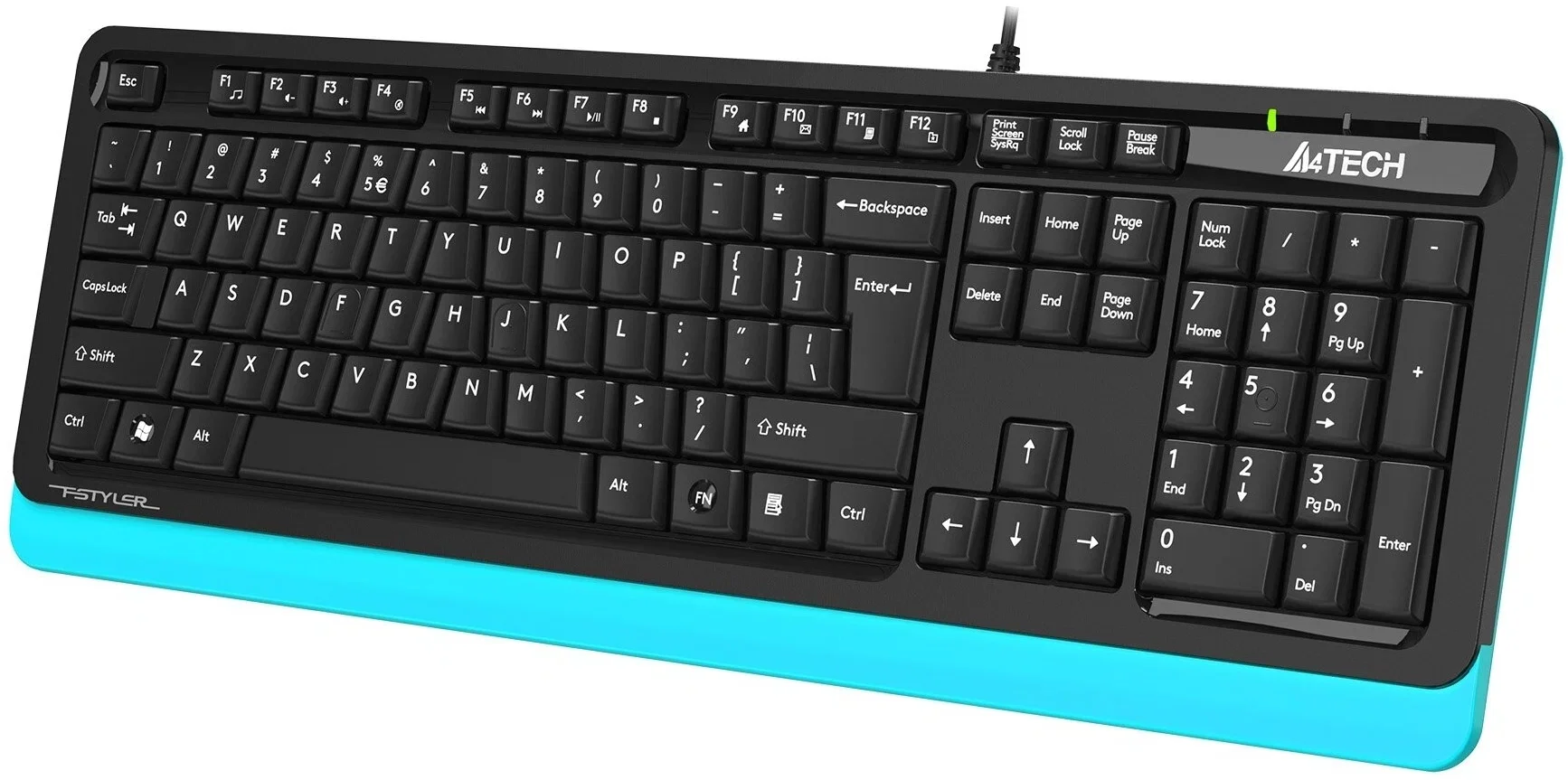 Клавиатура проводная A4Tech Fstyler FKS10, USB, черный/синий
