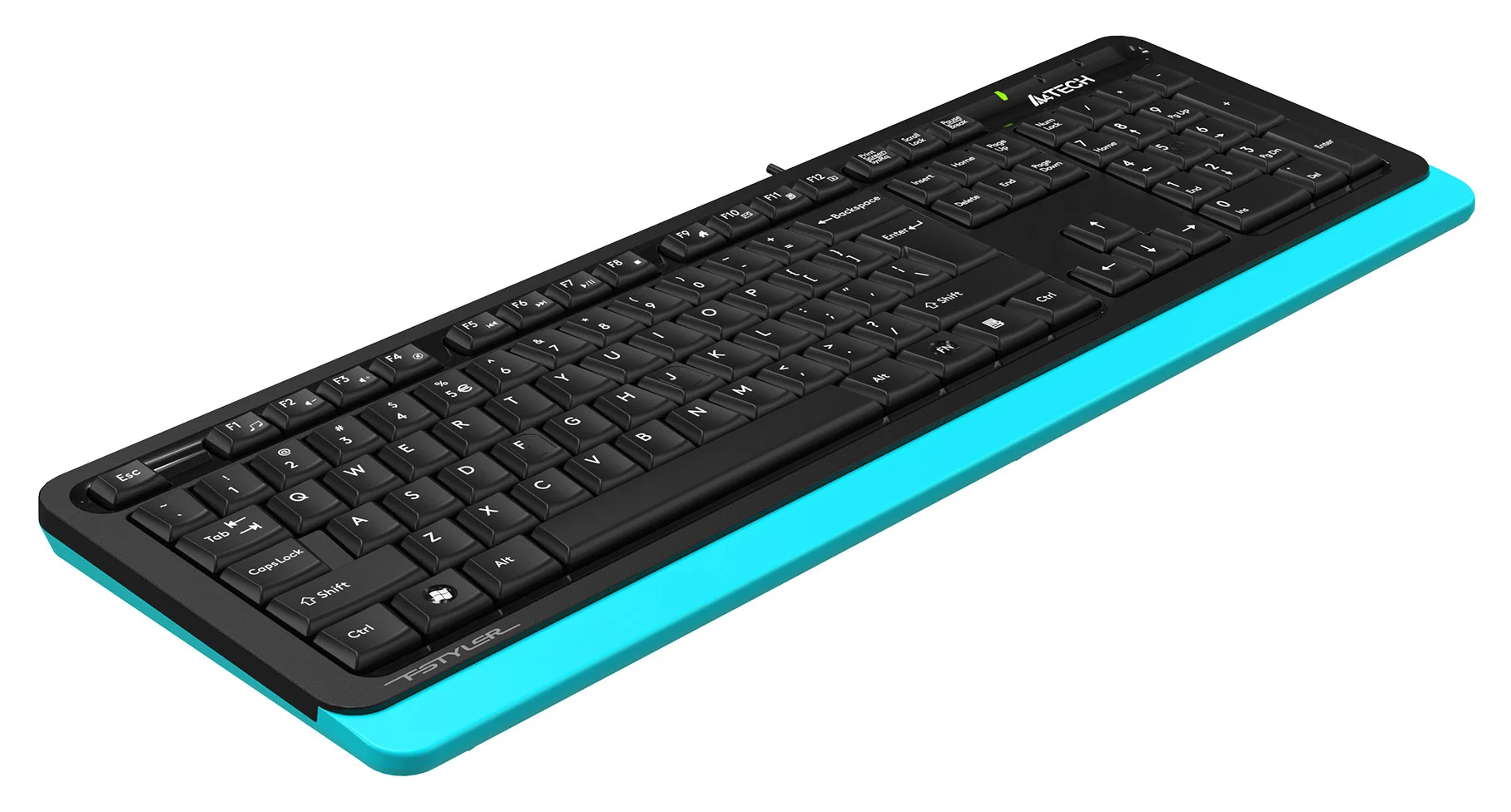 Клавиатура проводная A4Tech Fstyler FKS10, USB, черный/синий
