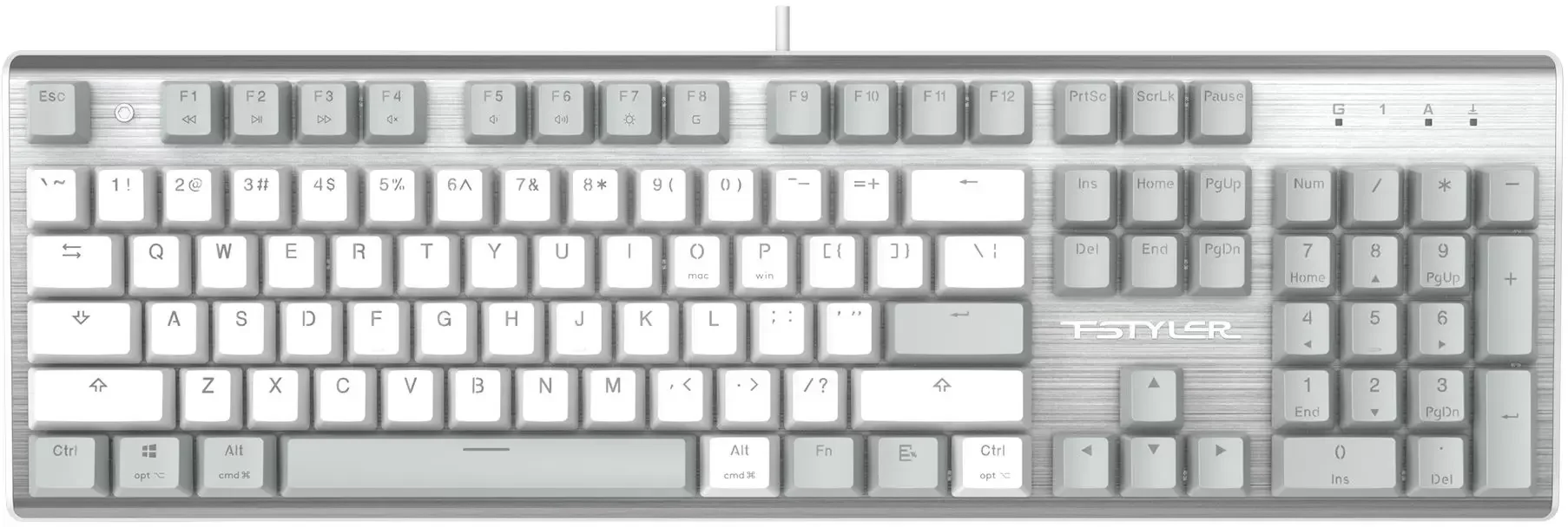 Клавиатура проводная A4Tech Fstyler FS100 Neon, USB, синий/белый