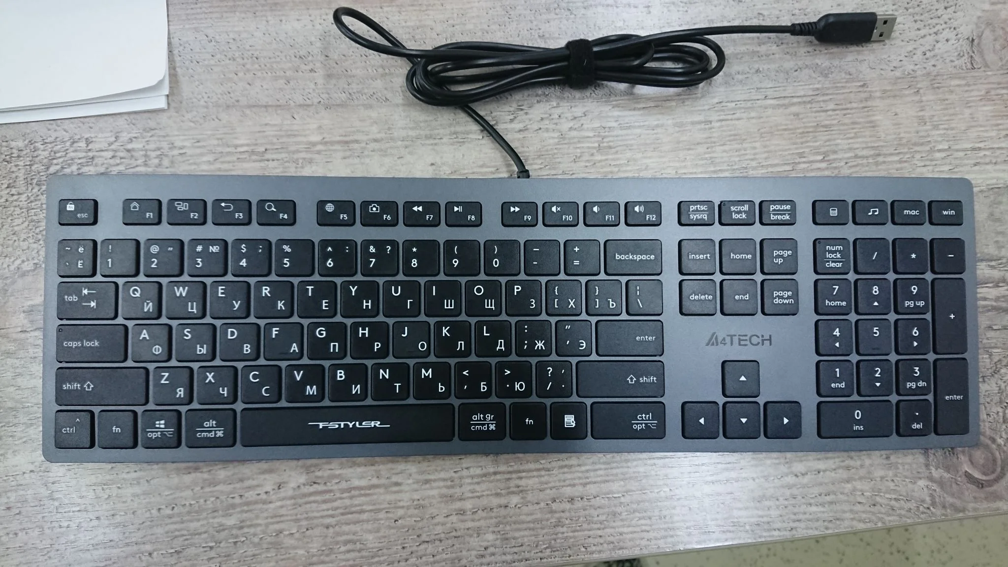 Клавиатура проводная A4Tech Fstyler FX50, USB, серый