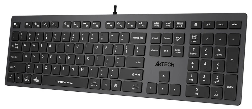Клавиатура проводная A4Tech Fstyler FX50, USB, серый